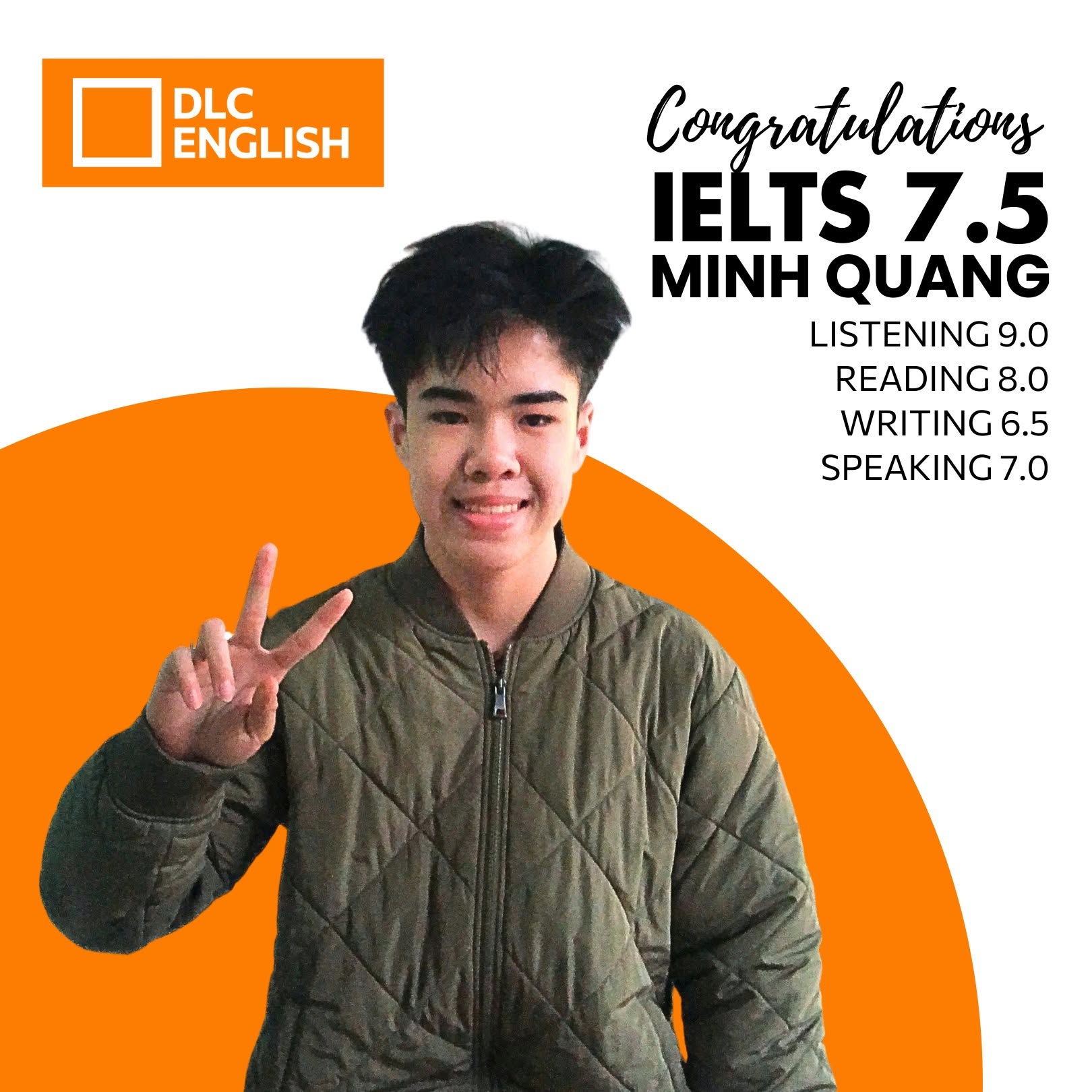 Nguyễn Minh Quang đạt IELTS 7.5 tại DLC English